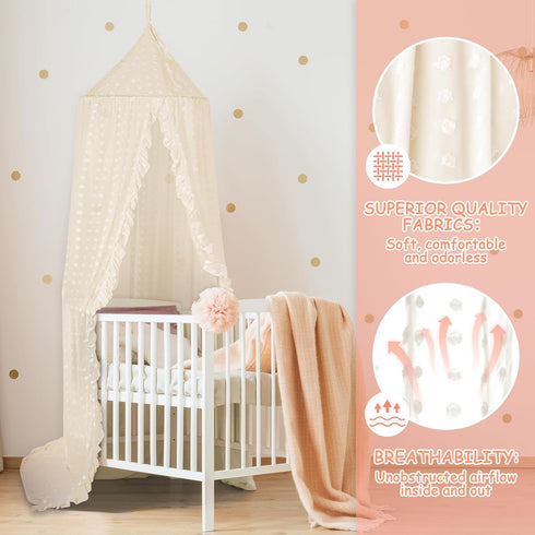 jiangcha Princess Bed Canopy for Girls - Crib Canopy for Bed - Mosquito Net for Bed, Kids Bed Canopy with Princess Room