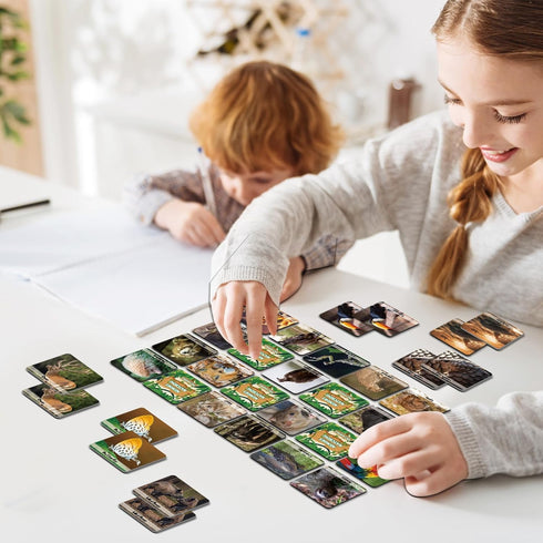 gisgfim 50 Pairs Memory Matching Game - Wild Animals Concentration Memory Card Matching Games.