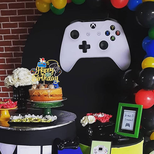1 PCS Glitter Video Game Cake Topper GamePad Happy Birthday Cake Pick for Kids Boys Girls Baby Shower Theme