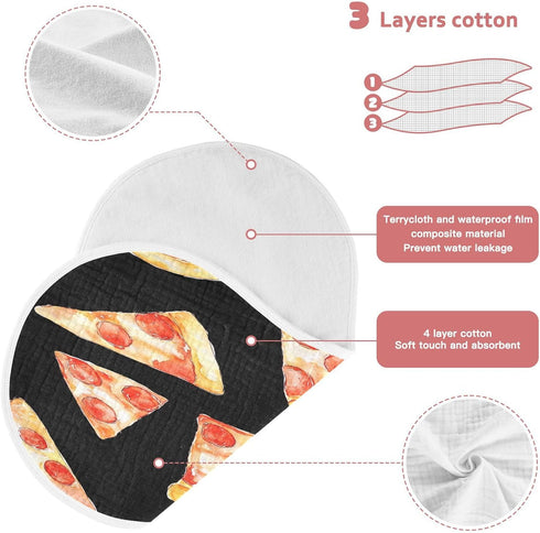 YETTASBIN Pizza Muslin Baby Burp Cloth, Super Soft Absorbent Cotton Burp Rag Baby Bibs Feeding Cloth for Newborn Boys