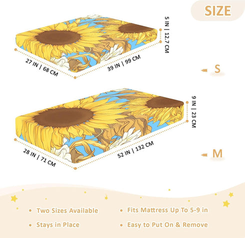 Bseiialft 52 28 Yellow Sunflowers Floral Crib Sheets for Boys Girls Soft and Breathable Cotton Baby Sheets for Standard