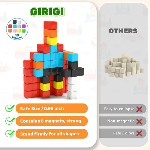 40pcs Magnetic Blocks for Toddler Toys, Large Building Blocks for Classroom, STEM Montessori Magnet Toys for Ages 3-6