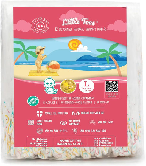 Little Toes Premium Natural Disposable Swim Diapers, Size 5 Large (26+ lbs)