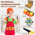 124-Pieces Cardboard Construction Tools Kit with Waist Bag, Safety Ring Saw, Screwdriver, Waist Bag and Gift Box Safe
