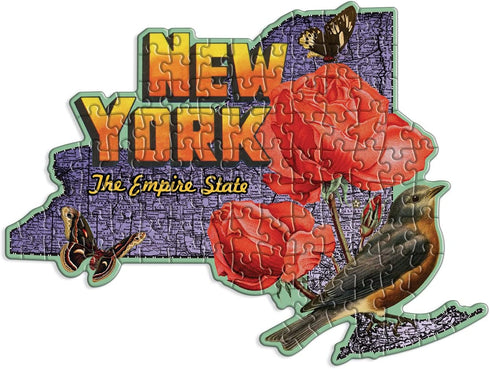 Wendy Gold New York Shaped Mini Puzzle, 100 Pieces, 8” x 9.75” – Die-Cut Jigsaw Puzzle Featuring Art by Bestselling Artist Wendy Gold – Makes a Great Gift Idea