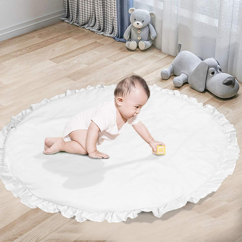 ABREEZE Baby Cotton Play Mat Soft Crawling Mat White Detachable Washable Game Blanket Floor Playmats Kids Infant Child