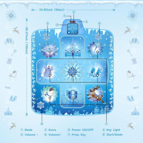 GirlsHome Dance Mat - Frozen Electronic Dance Pad with 5 Game Modes, Built-in Music, LED Kids Musical Mat