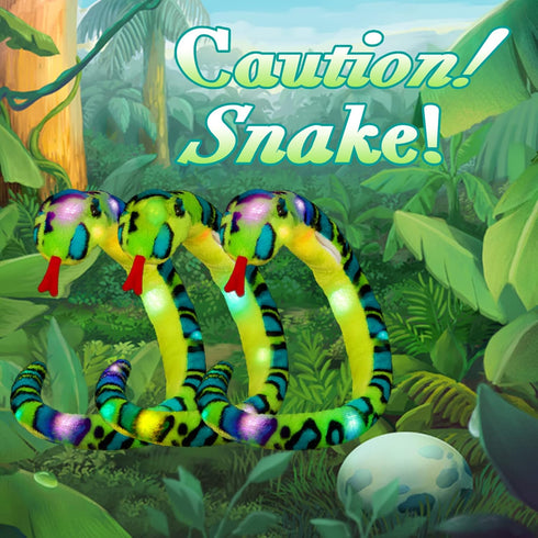 Houwsbaby 40'' Green Realistic Light Up Snake Stuffed Animal, Glowing Plush Toy for Practical Jokes, Kids Christmas Gift