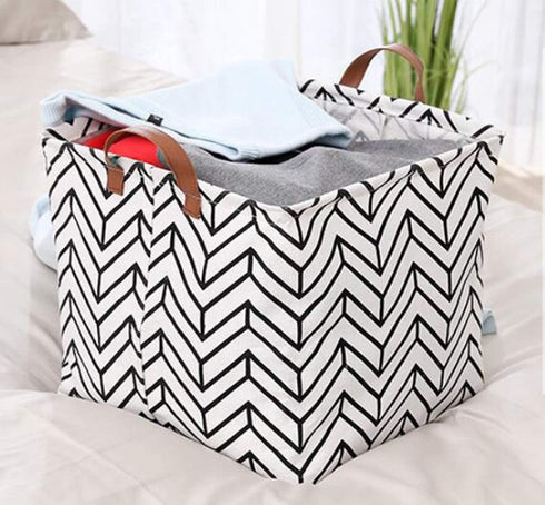 Square Canvas Storage Bins, Collapsible Toy Organizer with Handles for Nursery & Laundry