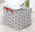 Square Canvas Toy Storage Bins with Handle - Collapsible Organizer for Nursery, Kid's Toy & Laundry (White-Geometric)