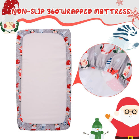 Cozy 52x28 inches Christmas Crib Sheets Boy, Baby Sheets Fitted Crib Christmas Sheets Breathable Fits Standard Size