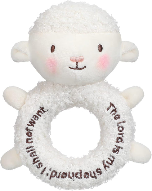 Little Sheep Lamb Stuffed Animal Plush Snuggle Toy, Embroidered Religious Gifts for Boys Girls Baby Showers Nursery