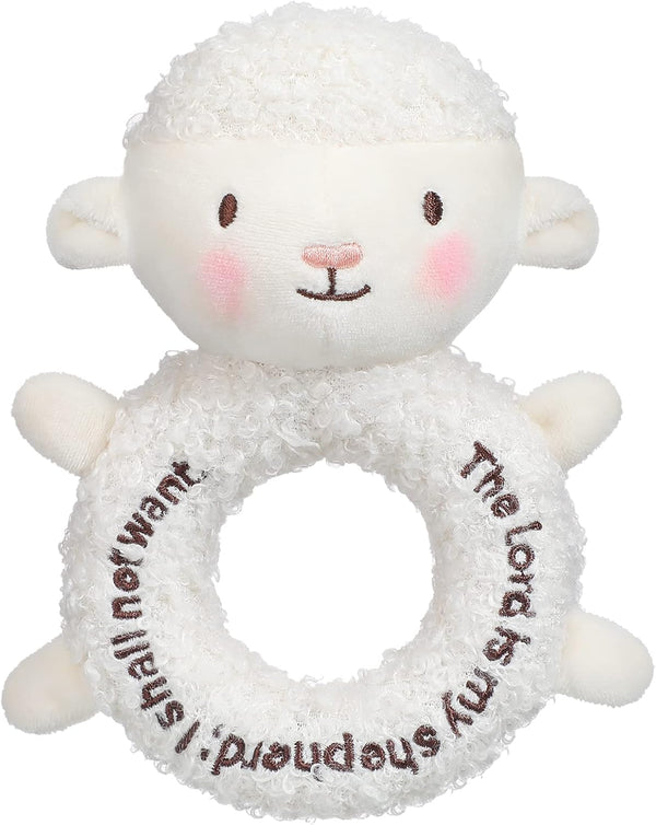 Little Sheep Lamb Stuffed Animal Plush Snuggle Toy, Embroidered Religious Gifts for Boys Girls Baby Showers Nursery