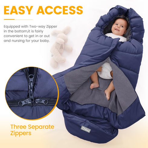 Orzbow Universal Footmuff for Stroller, Winter Warm Baby Bunting Bag, Waterproof Windproof Warm Polar Fleece Lined