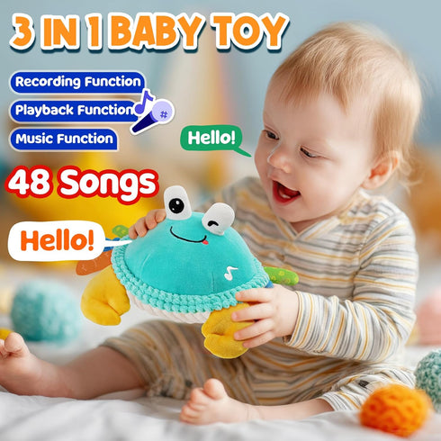 Innofans 12 18 Tummy 1-3 Baby Toys for Months - Musical Crawling Dancing Bouncing Learning Crab Plush Toy - Infant Time