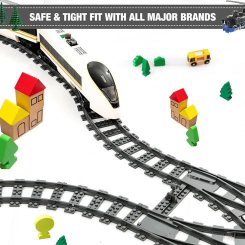 54 32 20 2 MANNIDOO Classic City Train Tracks, Pieces Railroad Track with Curved, Straight and Switch Train Tracks