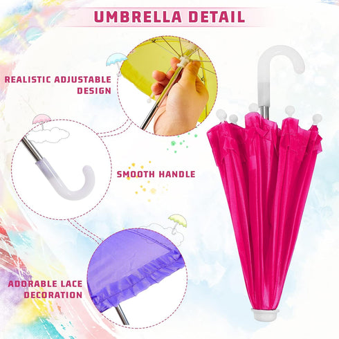Eccliy Mini Doll Umbrella 11.8 Inch Colorful Tiny Plant Beach Sunny Rainy 1:6 Scale Doll Umbrella