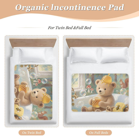 siphylline 52" 34" Cartoon Bear Bathtub Extra Large Resuable Baby Bed Pad Highly Absorbent Mattress Pad Machine