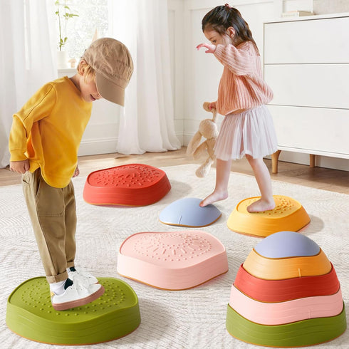 Tiny Land Stepping Stones for Kids, 5pcs Non-Slip Toddler Stepping Stones, Sensory