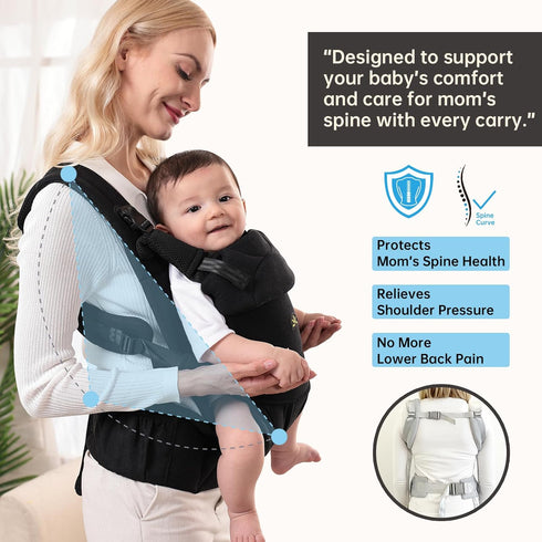 DawnBud Baby Carrier for Newborns to Toddlers, Adjustable, Ultra-Soft and Weightless, Ergonomic Baby Carrier with Head