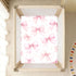 CZXW 52" 28" Watercolor Bows Pink Crib Sheets Fitted x Natural Cotton Soft & Breathable for Baby Crib Mattress