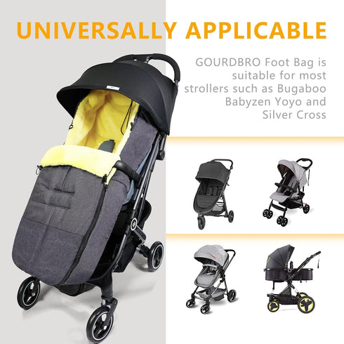 Universal Waterproof Thicken Footmuff for Stroller - Baby Stroller Sleeping Bag with Thermal Fleece Lining