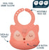 Tiny Twinkle Roll-Up Silicone Bib - Soft, Durable, Easy Clean Waterproof Silicone Bibs With Food Catcher (Coral