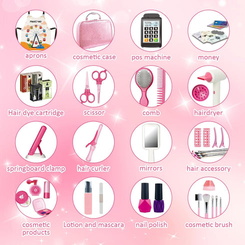 Set, 3-8 RedCrab Kids Beauty Salon Toy Girls Salon Hair Stylist Pretend Makeup Kit Includes Kids Hair Dryer, Comb