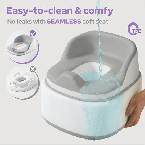 lalalark 3-in-1 Seamless Toddler Potty Training Toilet, Baby Potty Training Seat & Step Stool with TPE Seat, Extended