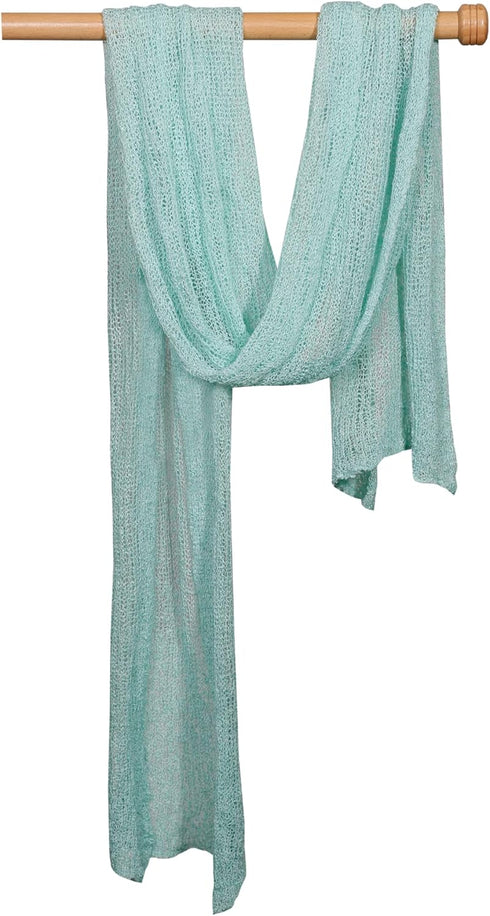 Newborn Baby Photography Prop Swaddle Cheesecloth Knit Crochet Wrap, 16 Colors Available (Mint)