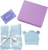 Set 100% Cozy LAWKUL Baby Blanket & Beanie Hat Organic Cotton Newborn Swaddle Beanie Soft for Infants Boy Girl Gift
