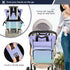 MCHIVER Backpack Mommy Purple Green Gradient Diaper Bag Large Capacity Baby Bags with Insulated Pockets Maternity Bag