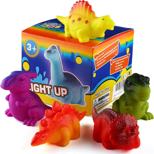 6 Packs Light-Up Floating Dinosaur Bath Toys Set for Baby Toddler, Great Water Bathtub Shower Pool Toy