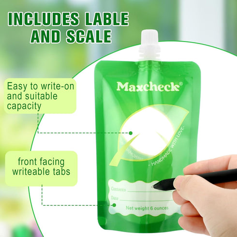 100 Pack 6oz Maxcheck Disposable Baby Food Pouches Baby Food Storage Containers Plastic Fresh Squeezed Pouches for Kids