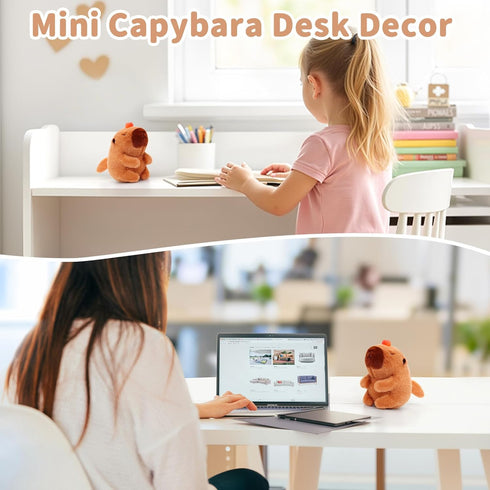 Backpack Cute Capybara Plush Toy with Shaking Tail Mini Capybara Keychain Stuff Animal Toys for Car, Desk, Back