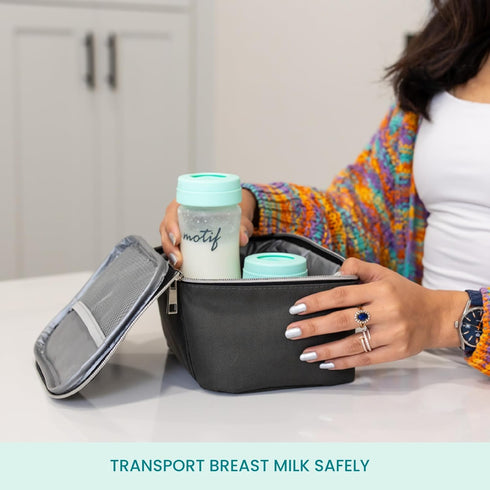 Set 2 Pack Motif Medical Luna Breast Milk Storage Cooler - Insulated Bag w/ Containers & Ice - Breast Milk Travel Bag