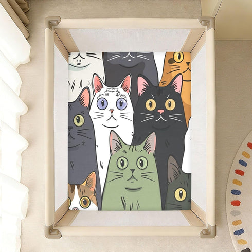 Bseiialft 52 28 Colorful Cats Crib Sheets for Boys Girls Soft and Breathable Cotton Baby Sheets for Standard Crib
