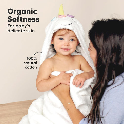 100% 1-3 KeaBabies Organic Baby Towel with Hood for Girls, Boys - Soft, Absorbent, Cotton Hooded Baby Towels