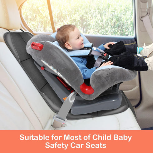 Car Seat Protector for Child Car Seat, 2 Pack with Non-Slip Bottom and 2 Large Mesh Pockets for SUV