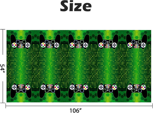 WERNNSAI Video Game Table Covers - 108''x 54'' Disposable Printed Plastic Tablecloth for Kids Player Game Themed Party