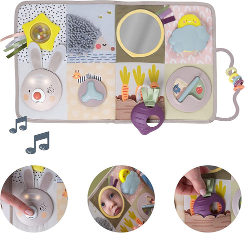13 3D Taf Toys Newborns & Toddlers Busy Board with Music & Lights Montessori Activities Baby Safe Mirror, Activities
