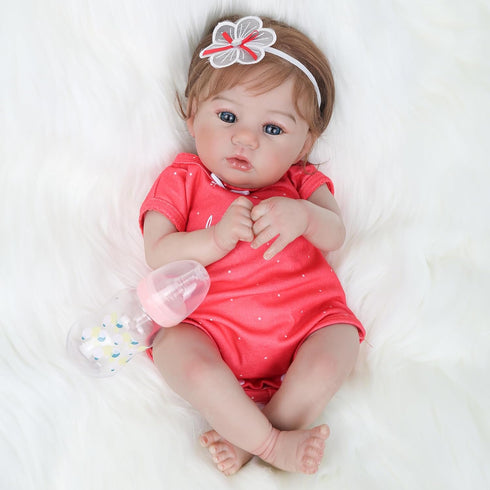 18 Inch Set 3+ WOOROY Realistic Reborn Baby Dolls - Lifelike Newborn Baby Girl, Real Baby with Soft Weighted Body, Real