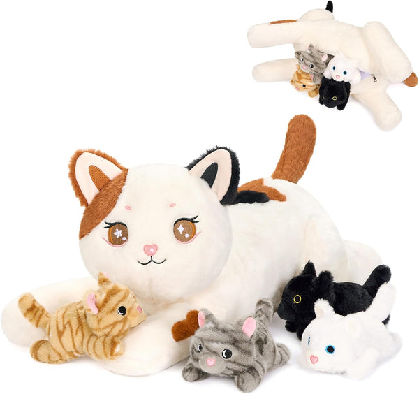 Onsoyours Original 5PC Cat Stuffed Animals with Babies Inside, Kawaii Kiity Plush