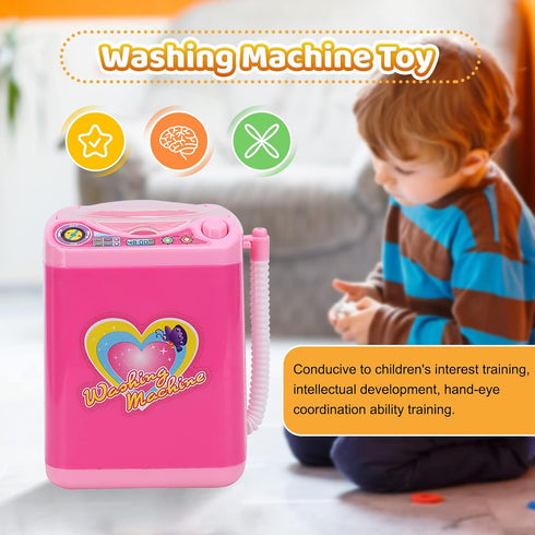 Washing Machine, Kids Mini Simulation Electric Automatic Washing Machine, Lightweight Small Appliance with Realistic Details, Perfect for Girls & Boys (pink)