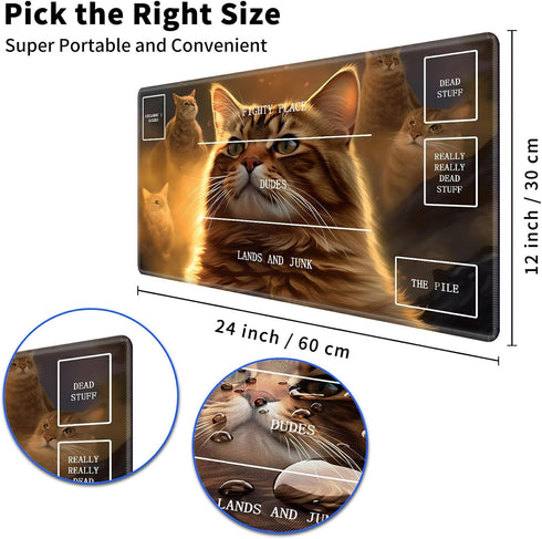 Cool Cat Card Game Mats, MTG Playmat & Mouse Pad, 24" x 14" Game Play Mat for Magic The Gathering and Anime TCG
