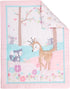 CribMATE 3 Set Set Pieces Pink Animal Nursery Crib Bedding for Girls Quilt/Fitted Sheet/Skirt Baby Girl Embroidery Deer