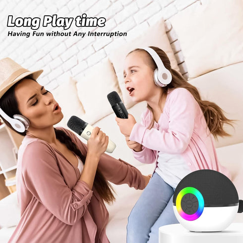 goopow 3 4 5 6 7 8+ (Black-2 Mini Karaoke Machine Speaker for Kids Adults, Portable Bluetooth Microphone Song Toys
