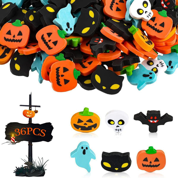 36 PCS Mini Halloween Erasers for Kids - Pencil Erasers, Play Prize School Supplies