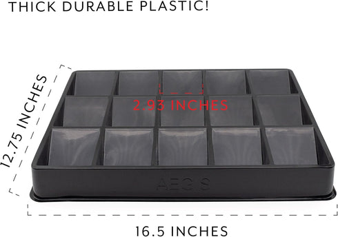 Toy Vault Trading Card Sorting Trays, 3-Pack 15-Slot Black Card Tray Organizer for CCG Games