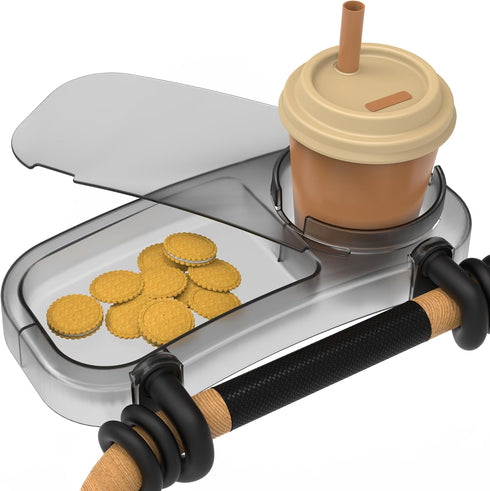 Upgraded Universal Stroller Snack Tray, Cup Holder Stroller Tray with Silicone Flexible